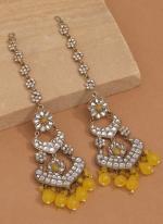     Yellow Party Wear Crystal Earrings 